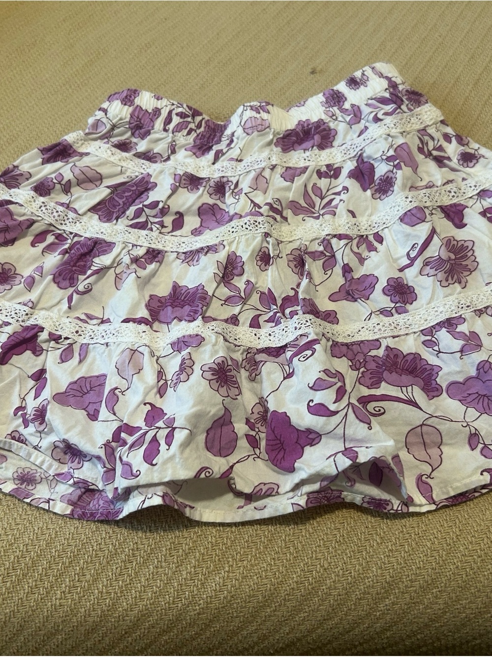 Rugged bear flor Tiered Skirt - Purple Floral